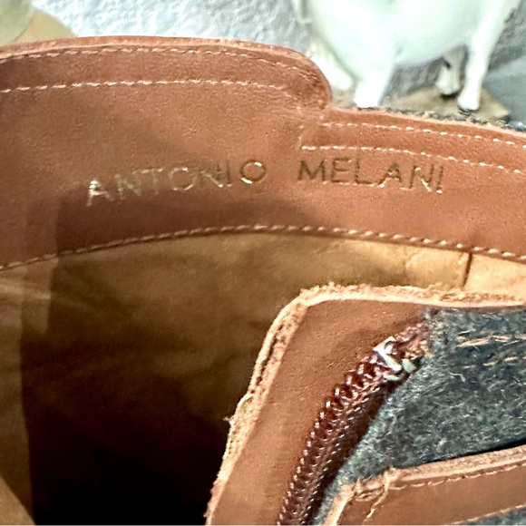 EUC Antonio Melani Brown Leather and Gray Wool Heeled Boots - Picture 13 of 16